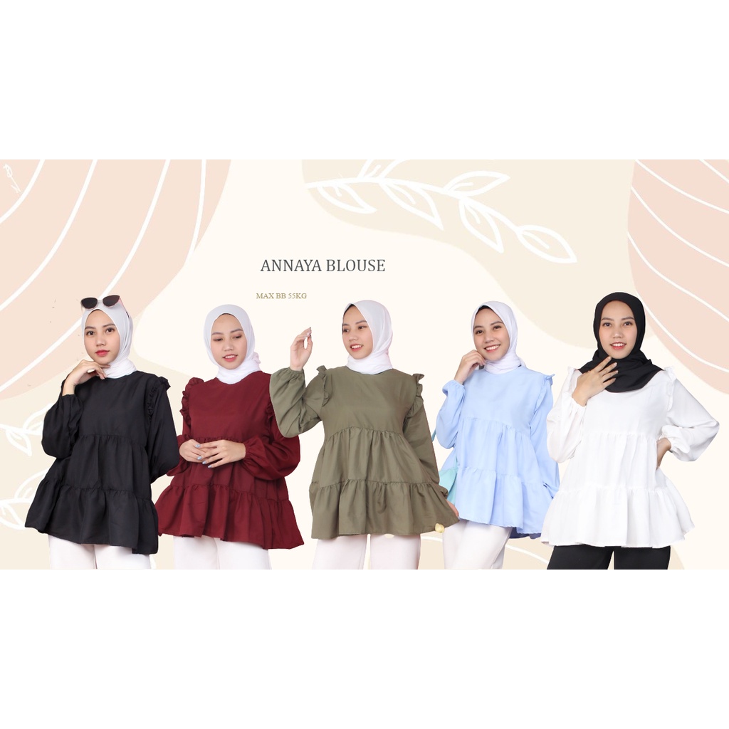 Tq88indonesia Baju Blouse Rempel / Annaya Blouse / Baju Atasan Wanita / Blus Terbaru / Ootd Terbaru / Outfit Citayam Kekinian