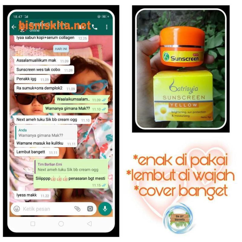 ( BISA COD ) SUNSCREEN BATRISYIA HERBAL/  BATRISYIA SUNSCREEN PEACH/YELLOW