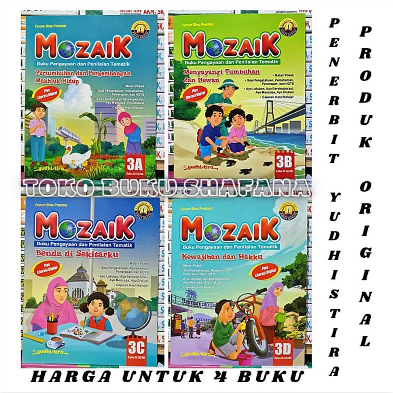 Paket 4 Buku Mozaik 3A 3B 3C 3D Yudhistira Kelas 3 SD K13 Revisi - Pengayaan &amp; Penilaian Tematik