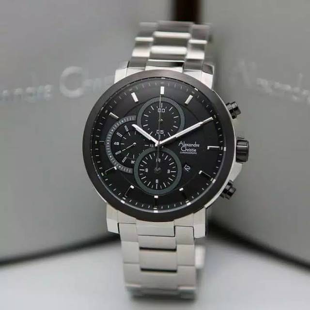 JAM TANGAN PRIA ALEXANDRE CHRISTIE AC 6350 SILVER BLACK