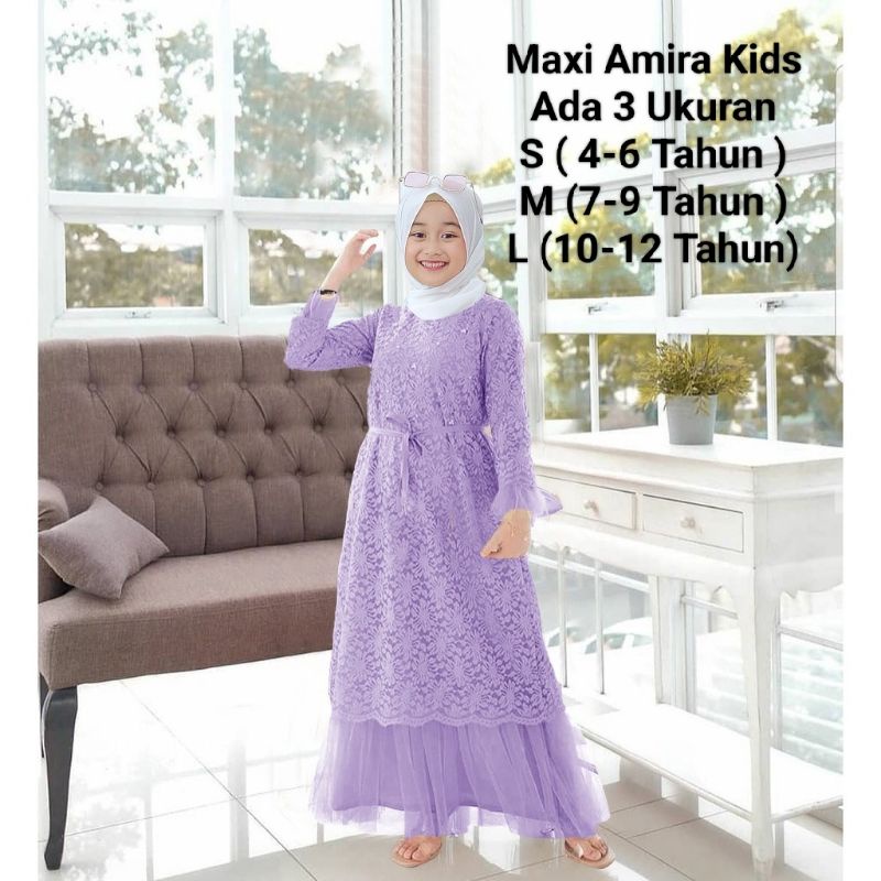 COD☑️Pakaian Gamis Anak Wanita Brokat/Maxi Amira Kids 3 Size S-M-L/Pakaian Muslim Anak Wanita Maxi/Pakaian Gamis Anak Perempuan Terbaru/Good Quality