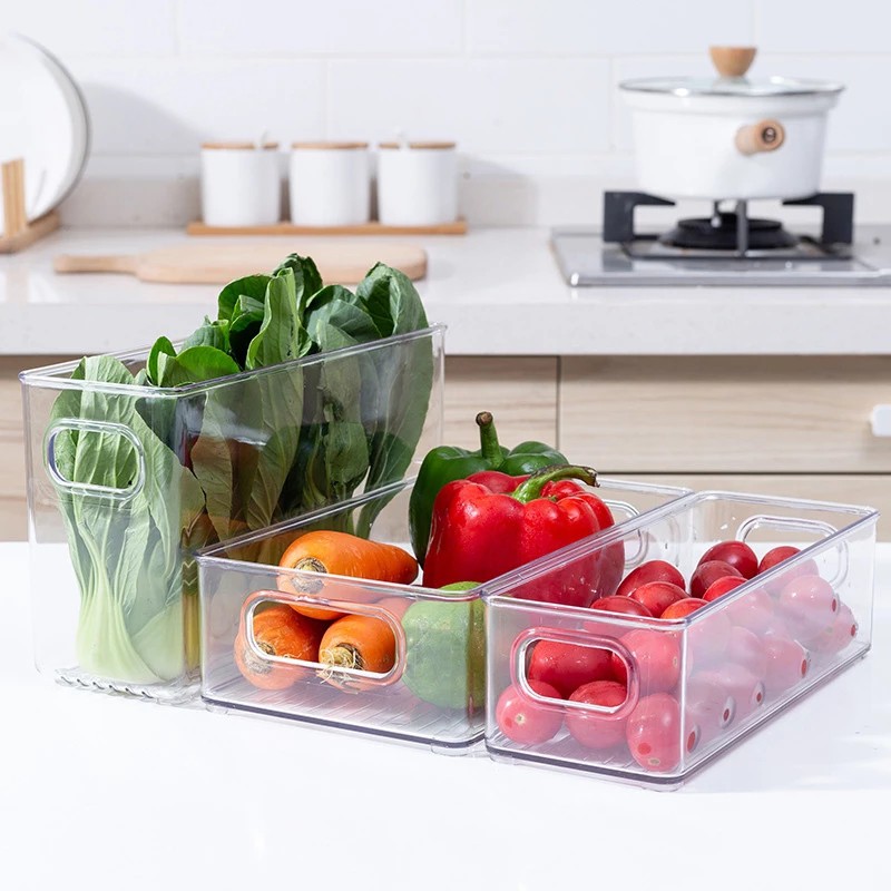 [Unggulan] 1set Organizer Kulkas Dapur Stackable Boxes/Adjustable Fresh Food Container/Home Fresh Storage Containers Organizer Accessories/Kotak Penyimpanan Kulkas