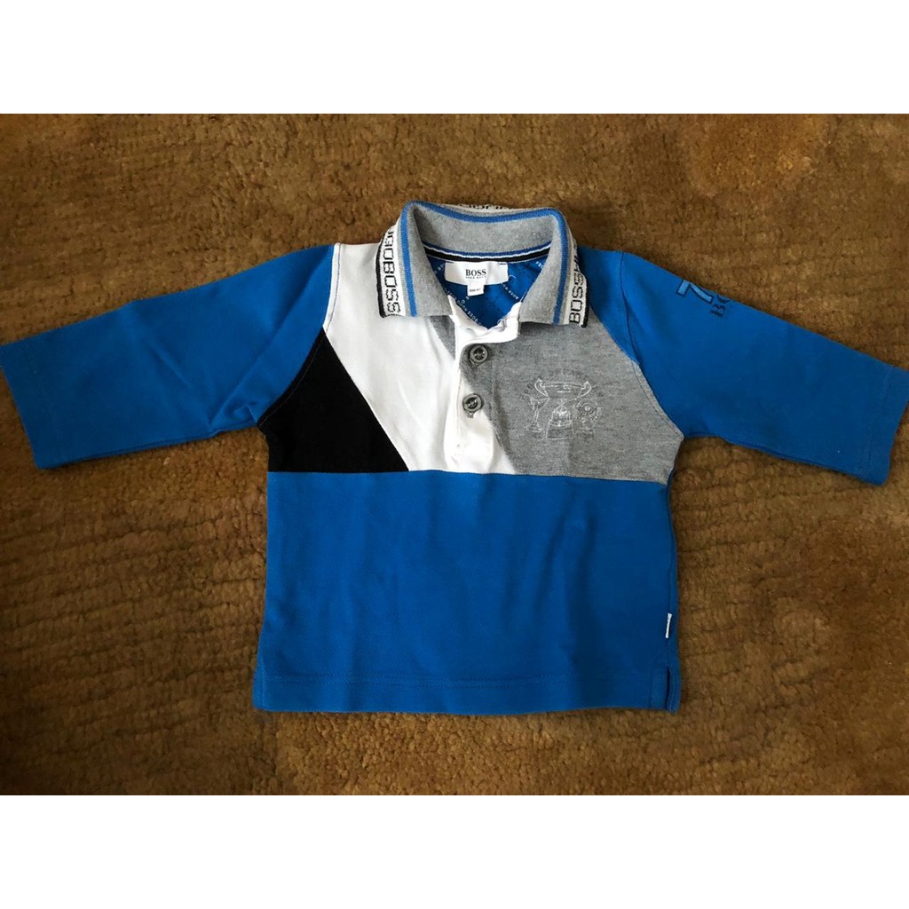 Polo shirt HUGO BOSS ORIGINAL warna biru ukuran 6 bulan