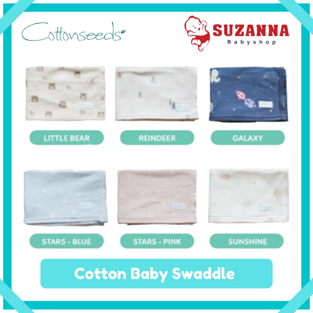 Cottonseeds Soft Cotton Baby Swaddle / Bedong bayi -Suzanna Babyshop