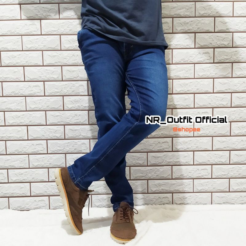 Celana Panjang Jeans Stune Pria Stretch Skinny Cowok Biru Tua Size 27-38 NR_Outfit Official COD