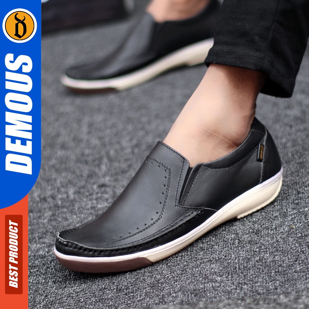 DEMOUS Myth - Sepatu Casual Slip On Kerja Pria Kulit Asli