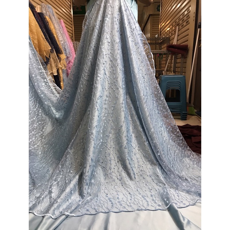 Kain Tulle rambat mutiara/bahan kebaya,gaun,gamis ( padi).