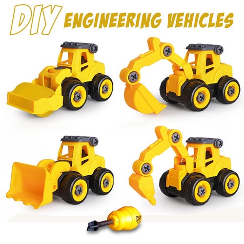 Mainan Mobil Truk Bongkar Pasang + Obeng - Assemble Engineering Construction / Fire Truck DIY - Truk Konstruksi / Pemadam Kebakaran Isi 4