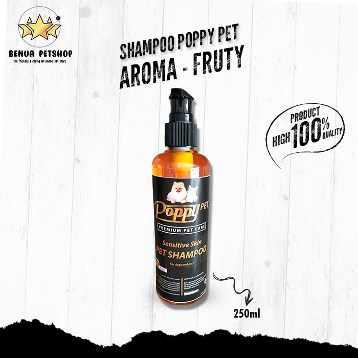 Shampoo Kucing &amp; Anjing POPPY PET 250ML wangi Premium Care 2 in 1