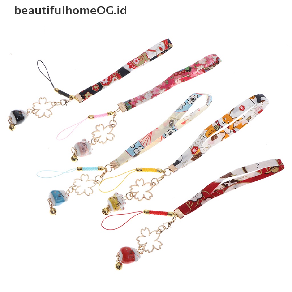 Tali Lanyard Motif Bunga Daisy Dan Kucing Untuk Dekorasi Ponsel