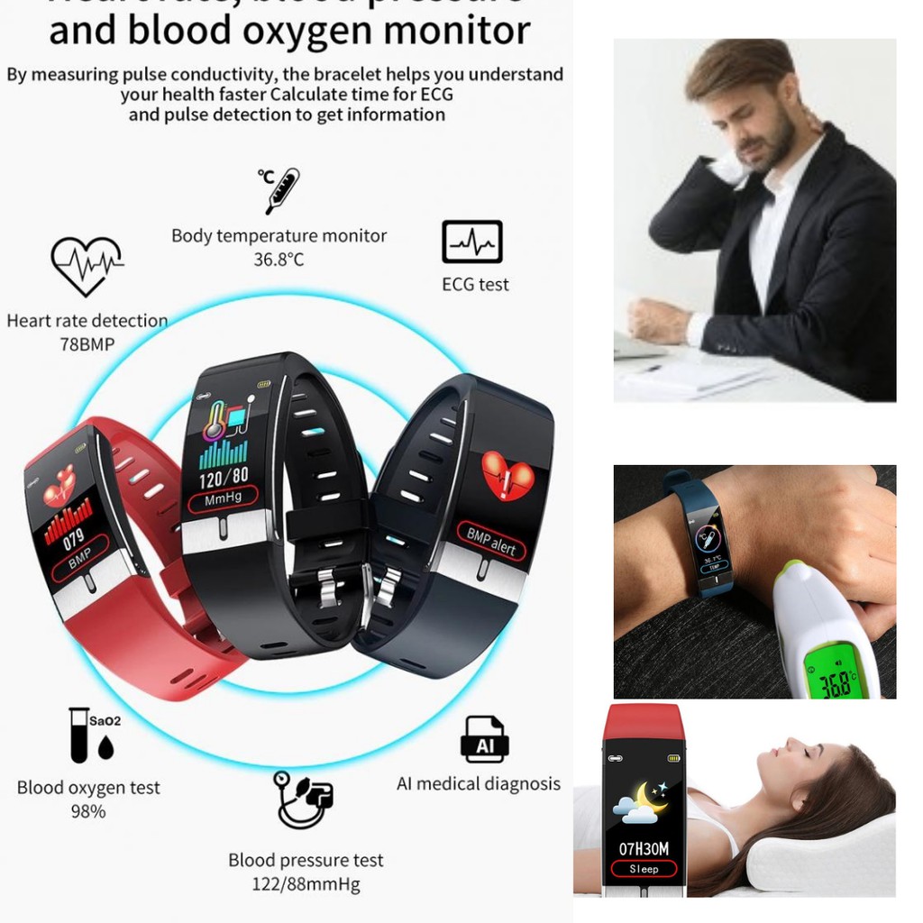 Original Smartwatch Bracelet Sport Tracker Jam Pintar Oximeter Tensimeter Thermometer  111101