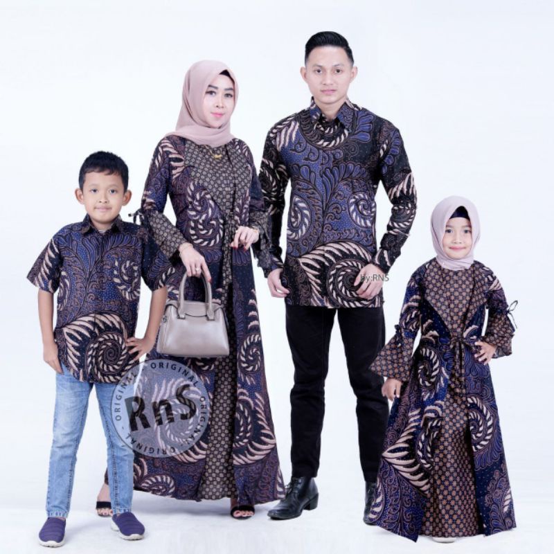 Maura Couple - Sania Ruffle Batik Keluarga Couple Jazy Gamis Syar'i - Gamis Kerah Jazz Motif Puser