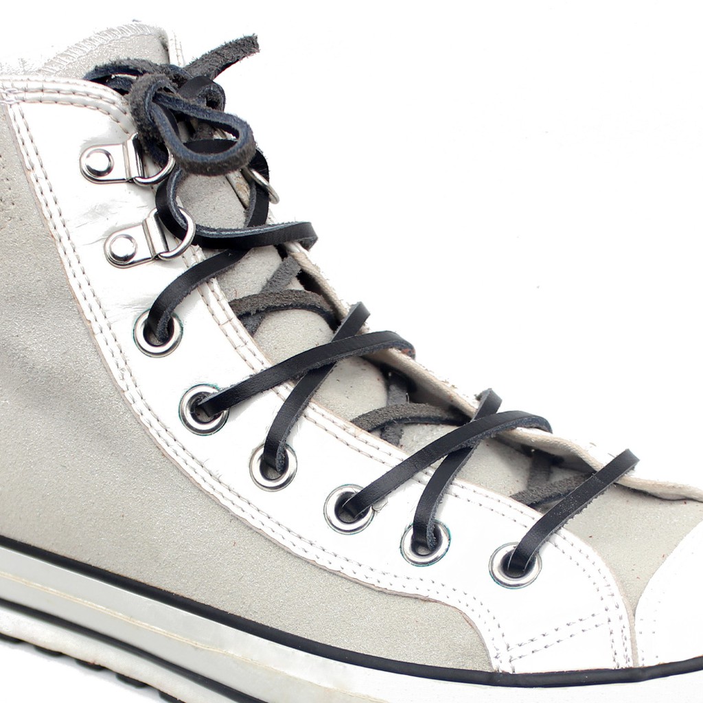 MR Shoelaces LR01 Black (Hitam) - Tali Sepatu Kulit 60cm 80cm 100cm 120cm 150cm 200cm - Premium Shoelace Leather