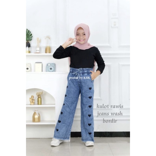 KULOT PANJANG ANAK PEREMPUAN//CELANA JEANS BORDIR USIA 7 SAMPAI 12TAHUN