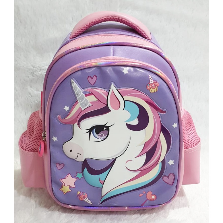 PROMO 10.10 TERMURAH TAS RANSEL SEKOLAH PAUD ANAK PEREMPUAN GAMBAR KUDA PONY AJAIB BAHAN KAIN SPONGE TAHAN AIR  ( Soft Timbul 11inch  )