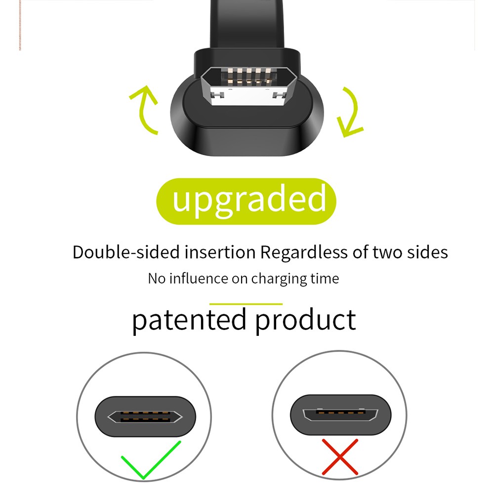 WSKEN Kabel Charger Handphone Micro USB 2A 1.2 Meter Downward Port