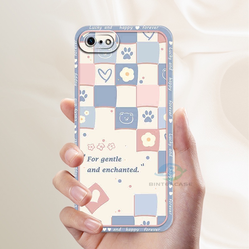 Realme 10 C21Y C25Y C21 Realme C11 2021 C35 C25 C17 C15 C12 C3 C2 Realme 8i 7i 5 5i 6i 6Pro 7Pro Square Bear Love Motif Paw Bunga Silikon Ponsel Soft Case Binteacase