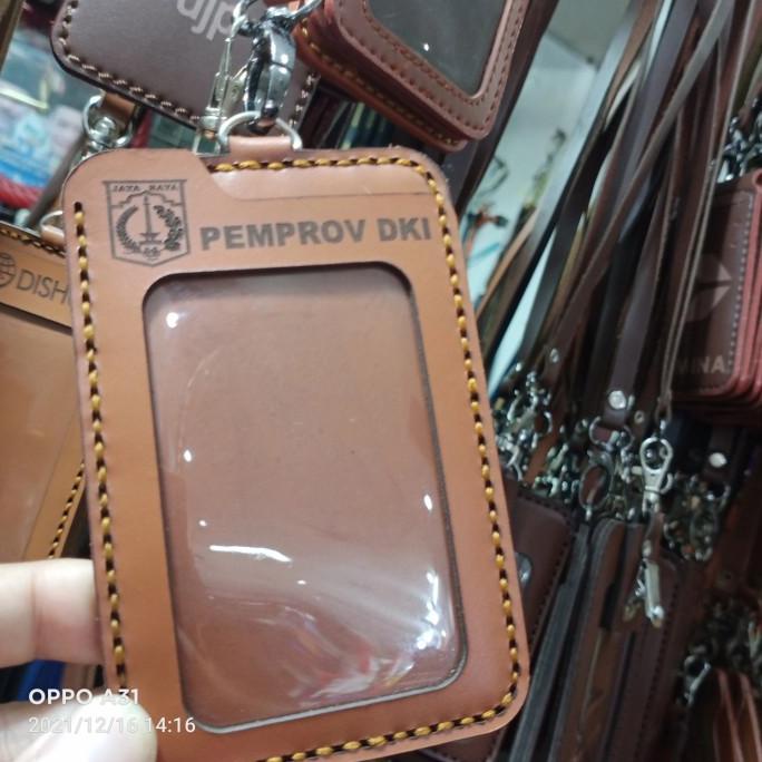 

] kalung tali id card kulit asli Pemprov DKI