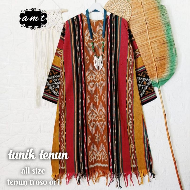 Batik Tunik Tenun by Butik Batik Solo Bahan Tenun ORI kode TUNIK 4