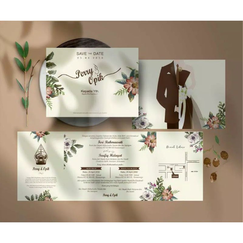 CETAK] Undangan Pernikahan Murah, Floral, Rustik, Unik, Blangko Griya SCC 011