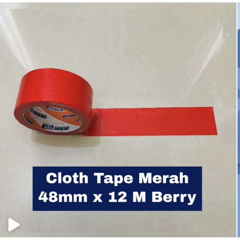 Lakban Kain Cloth Tape 2 inch 48mm x 12 meter Merah Berry / Isolasi 2”