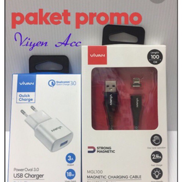 Vivan Charger magnetic iphone xs xr 3A fast charging ori100%