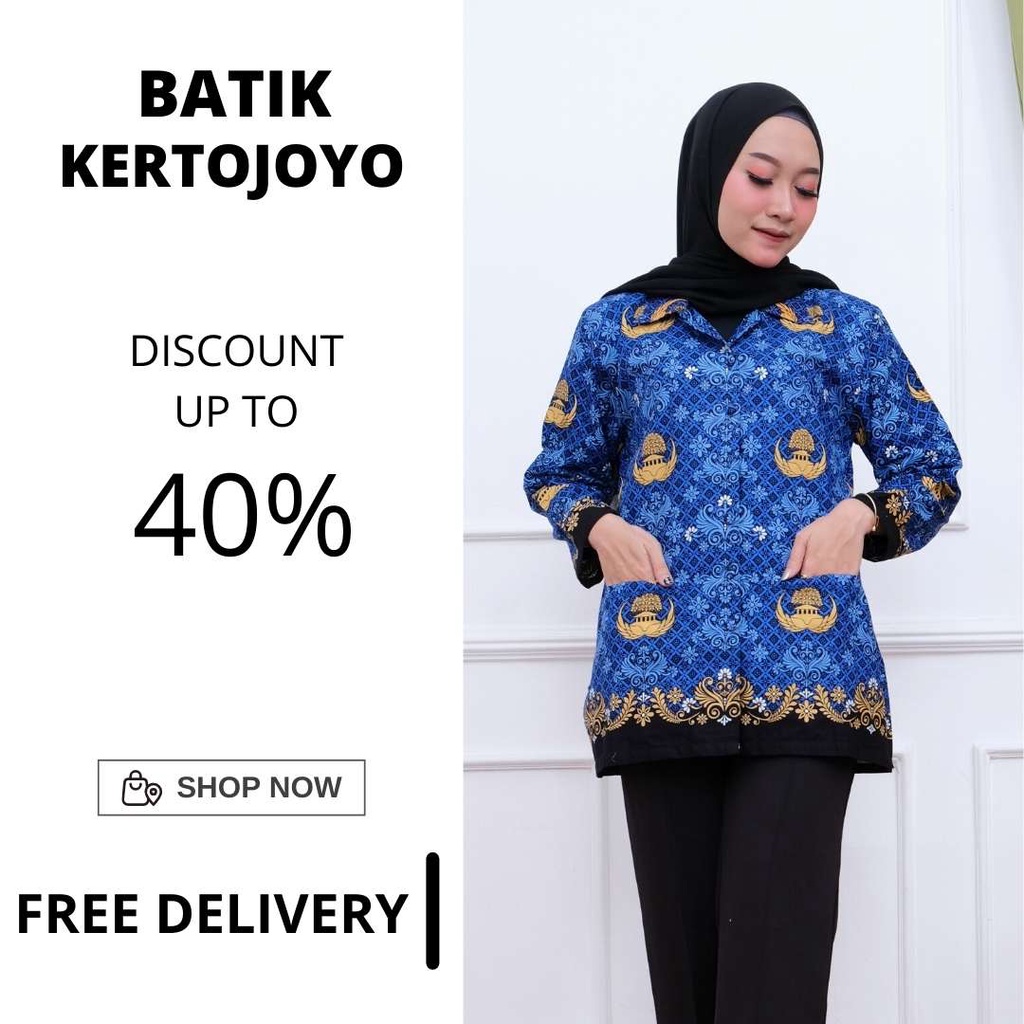 Baju Batik Korpri Wanita Baju Batik Pns Kertojoyo Kemeja Batik Wanita Lengan Panjang