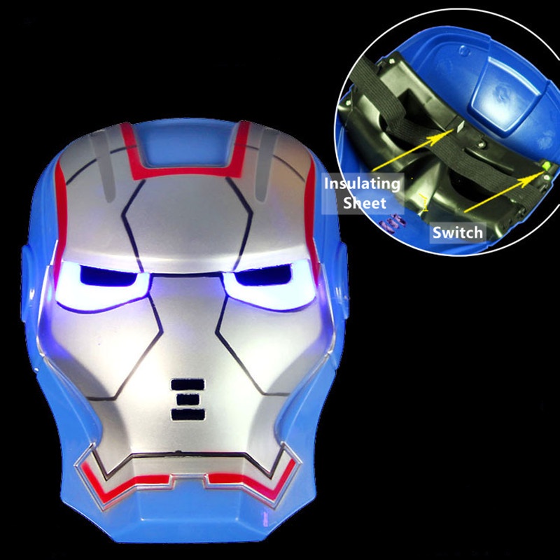 Mainan Topeng Avengers Iron Man Dengan Lampu LED Untuk Properti Cosplay