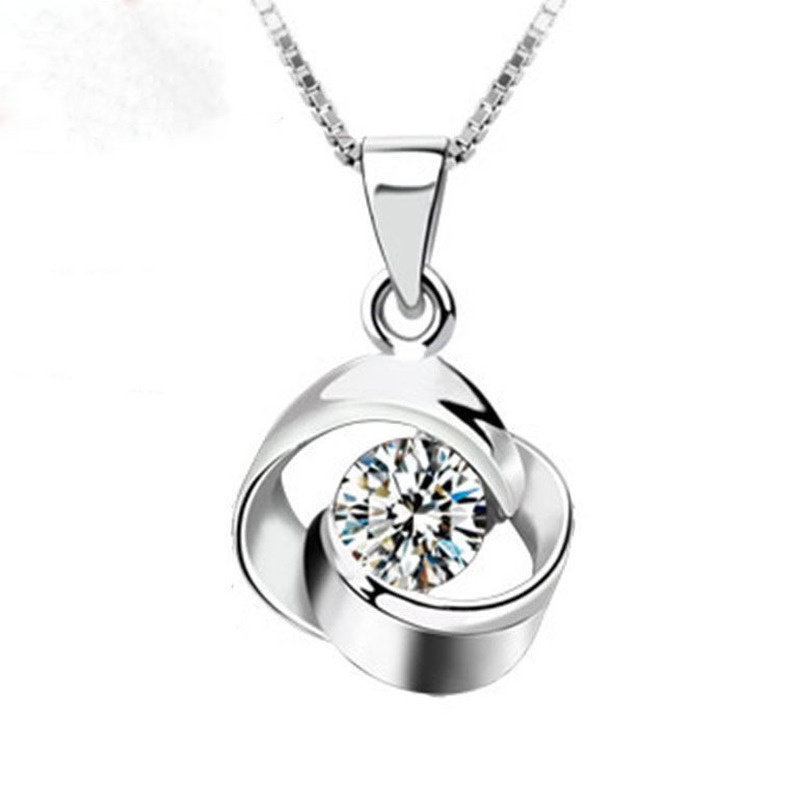 [Ready Stock]Fashion Personality Silver Plated Jeweled Pendant Simple Necklace