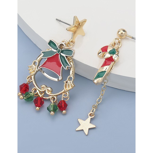 LRC Anting Natal Fashion Christmas Cane Bells Christmas Series Dripping Cane Bell Tassel P60244
