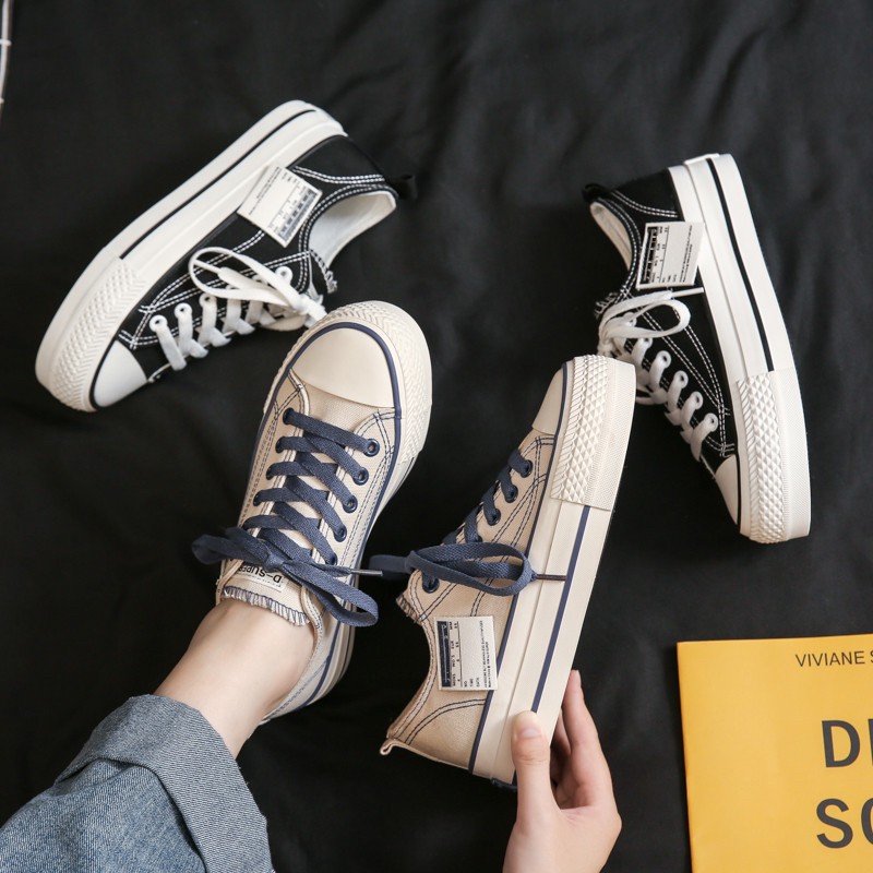 AVANCEID 1939 Sepatu Sneakers Wanita Canvas Kerja Sekolah Hitam Import