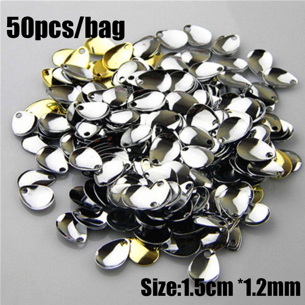 TOP 50pcs Bass Fishing Attractor Spinner Rotate Blades Spoon Metal Spinner Tackle Vibration Smooth Nickel Sequin VIB Lure