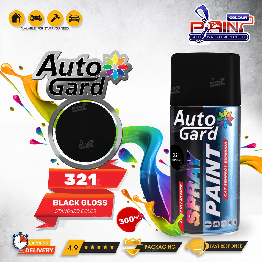 AutoGard Black Gloss AG-321 Cat Semprot Akrilik Hitam Mobil Motor Helm