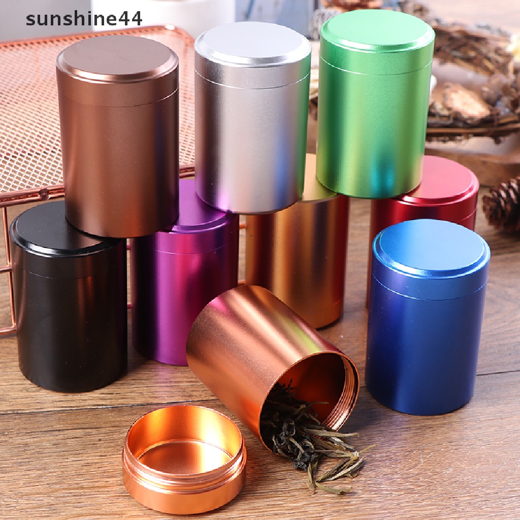 Sunshine Kotak Penyimpanan Teh / Gula / Kopi Mini Portable Bahan Metal Aluminum Untuk Travel