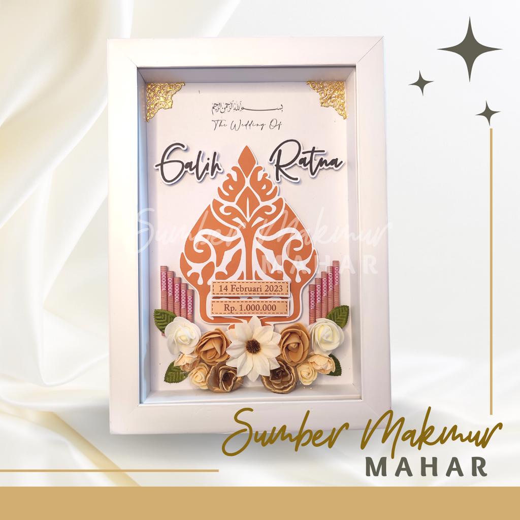Uk 24x34 Mahar Pernikahan | Bingkai  Mahar pernikahan 3d | Custom Mahar gunungan Wayang Simple Moder