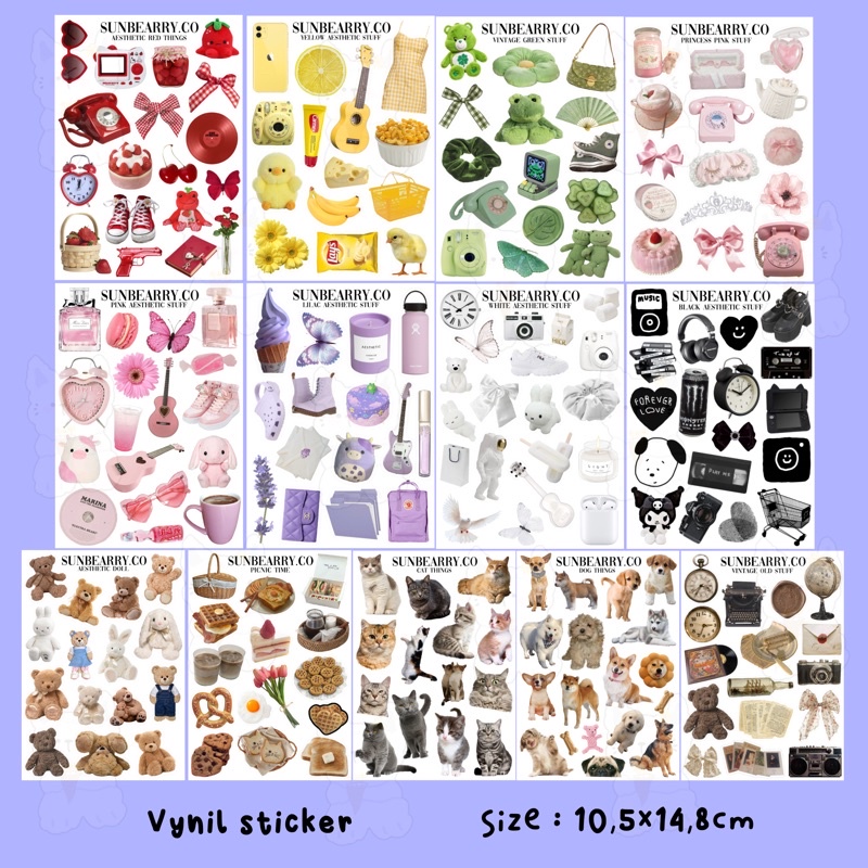 

[Sunbearryco] Aesthetic sticker color pack sheet for deco