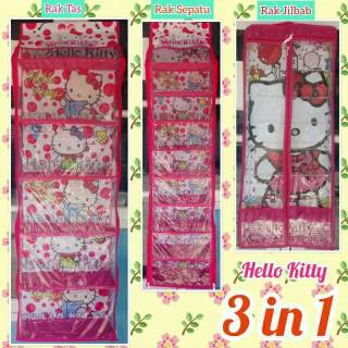 Rak gantung 3 in 1 organizer Rak tas sepatu dan hijab Rak gantung 3 in 1 organizer Rak tas sepatu dan hijab
