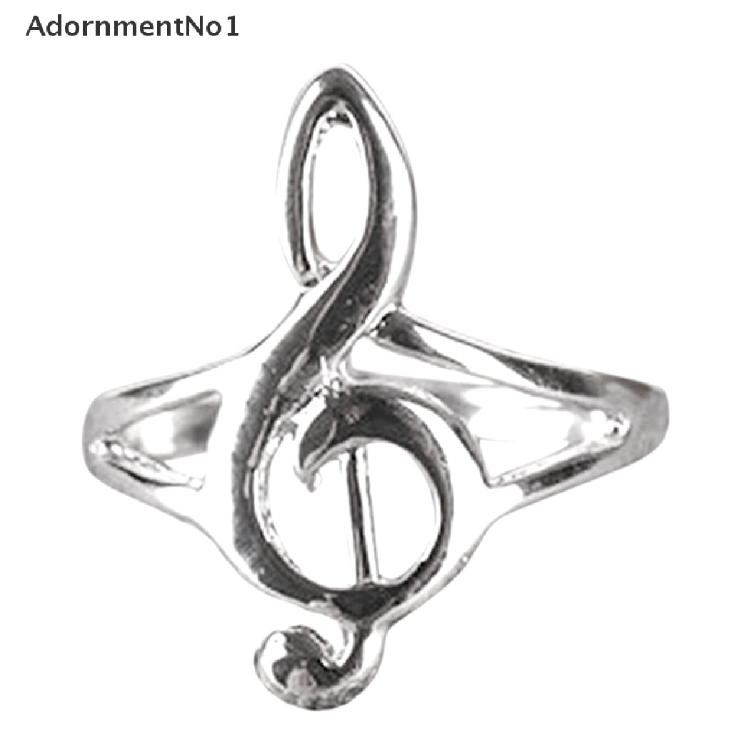 (AdornmentNo1) Cincin Bentuk Not Musik Warna Silver Untuk Wanita