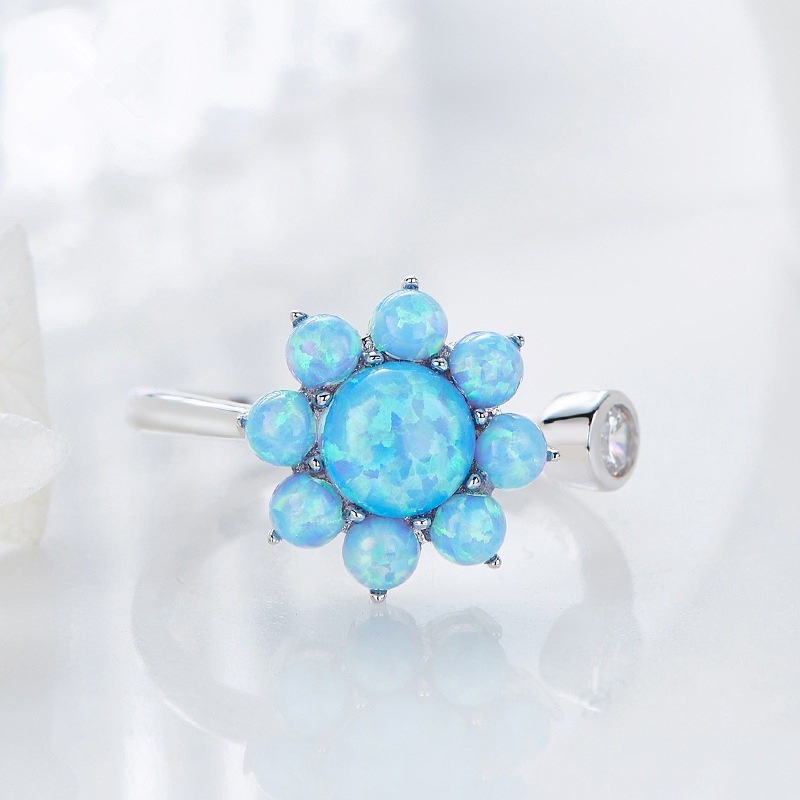 New women's ring cross-border sun flower diamond opal European and American fashion ring