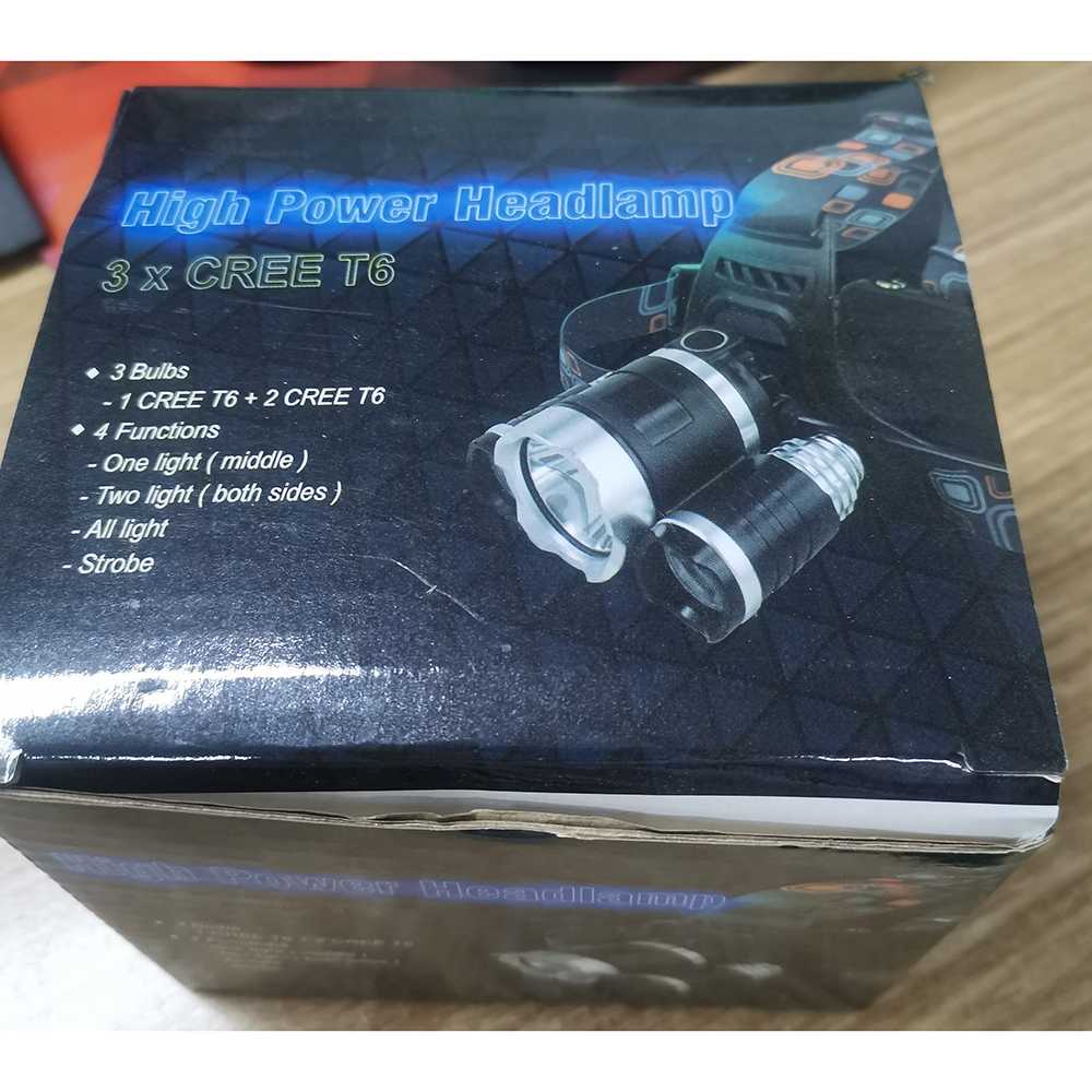 Headlamp Headlight 3 LED Cree XM-L T6 + 2 XEP / Senter Kepala Headlight Gunung LED  Super Terang Anti Air Jarak Jauh 200 Meter Tahan Lama Import / Senter Kepala Super Terang Anti Air LED Awet Batre Baterai Lepas Import Terbaru Jarak Jauh Murah Original