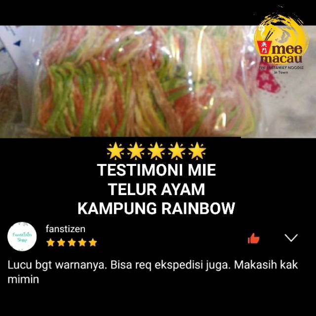 Mie Basah Telur Ayam Kampung | Warna Rainbow Hijau Pink Orange Ungu | 1 Kilo 10 Porsi