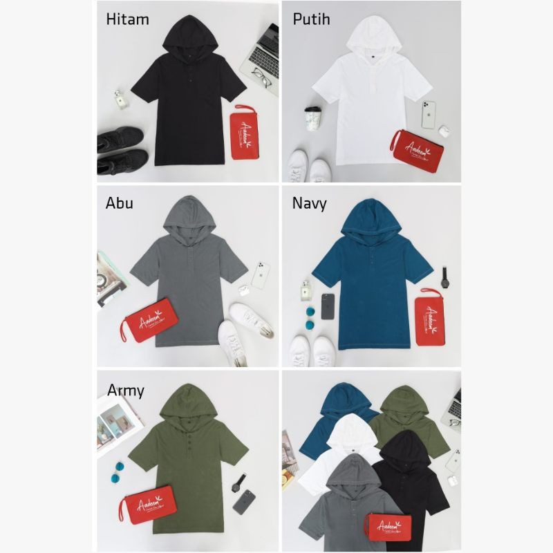 Aadeem Henley Hoodie bahan kaos katun bambu