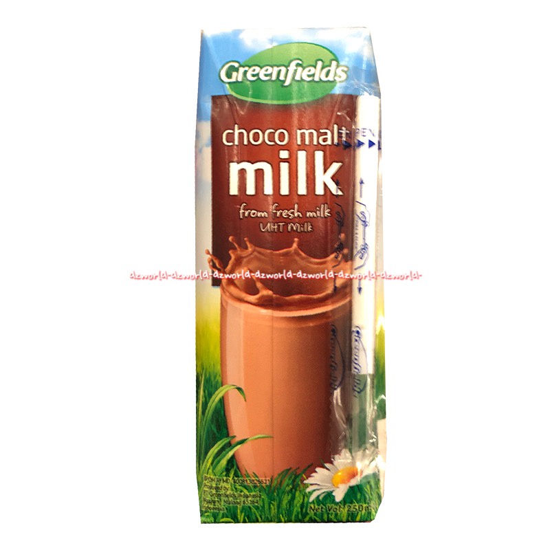 Greenfields 250ml Full Cream Milk Choco Malt Full Cream Milk Susu UHT Coklat Putih Green Fields Field Susu Segar