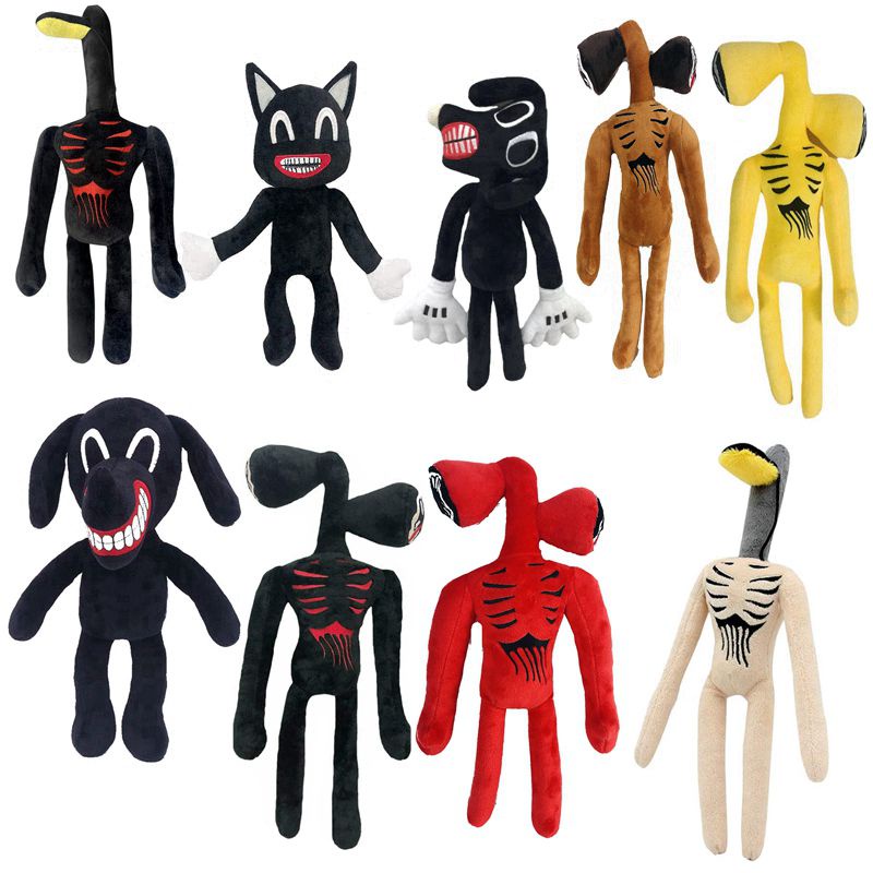 Cartoon Siren Head Horror Black Dog Plush Stuffed Doll Kids Xmas Toy Gift