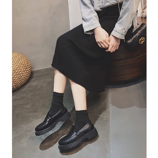 Sepatu Wanita Kulit Loafer / Sepatu Kerja Docmart Black Dof TAMARA BL 0233