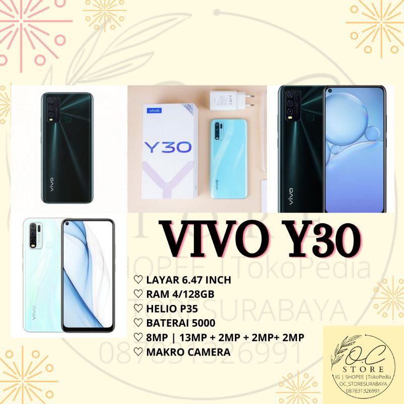 HP VIVO Y30 RAM 4/128 BATERAI 5000mAh Termurah 4 Kamera