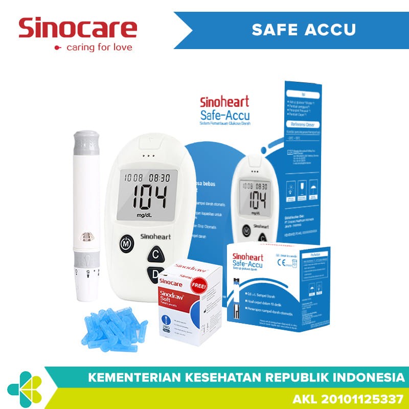 Alat Cek Gula Darah Sinocare Sinoheart Safe-Accu / Alat Safe Accu