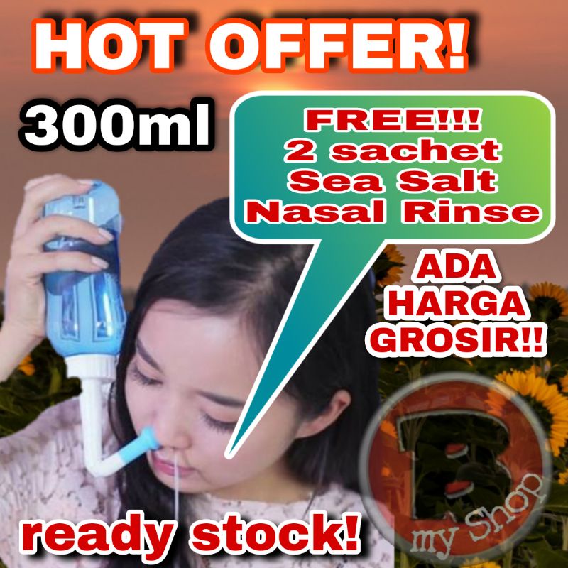 READY STOCK WATERPULSE - 300ML BOTOL CUCI HIDUNG (+ FREE 2 SACHETS GARAM NR) - NASAL RINSE BOTTLE - BOTOL PEMBERSIH HIDUNG