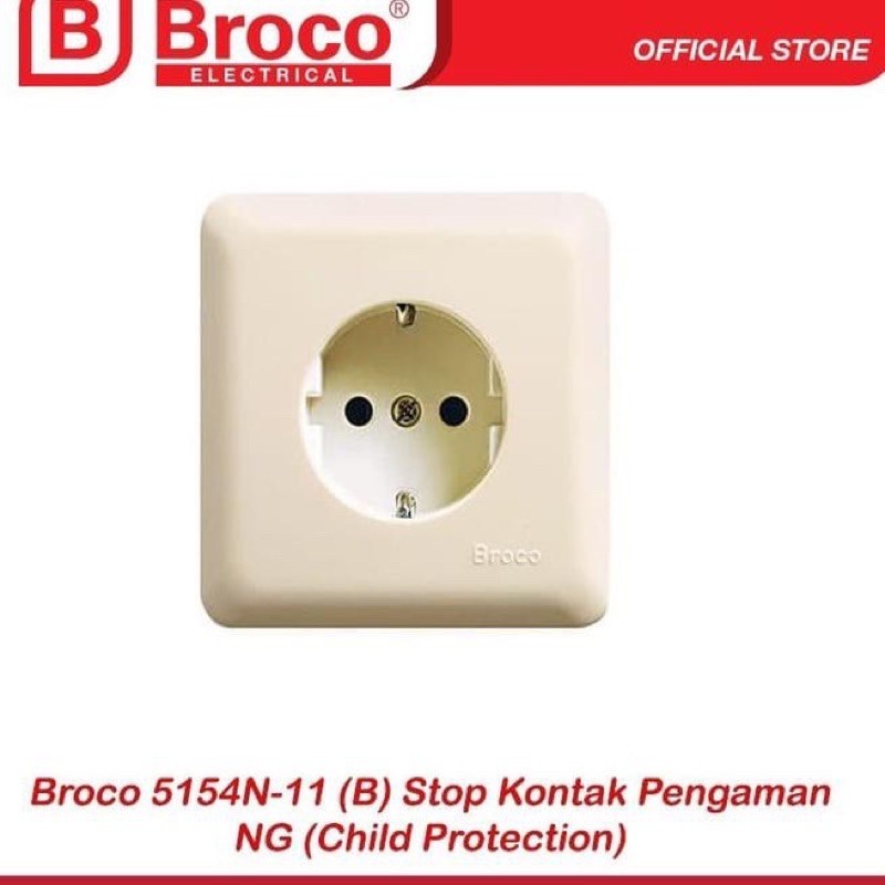 Stop Kontak IB dengan pengaman (Child Protection) 5154N-11 Cream BROCO