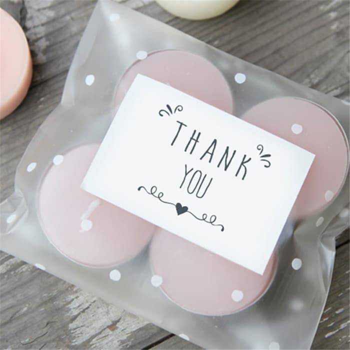 Paper Tags Sticker THANK YOU - White Rectangle 4x3cm (1sheet/42pcs)